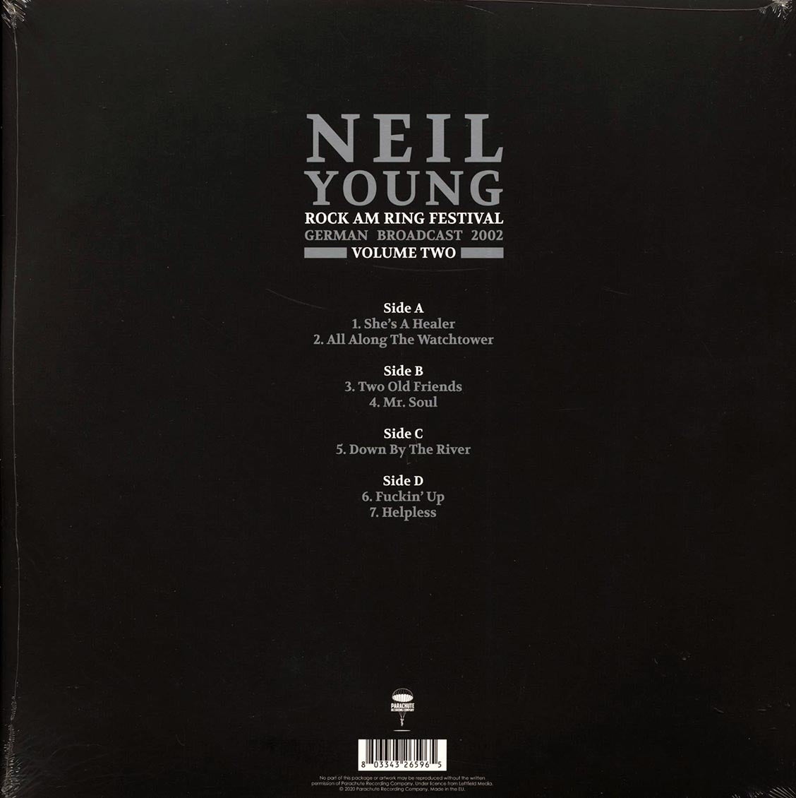 Neil Young - Rock Am Ring Festival Volume 2: German Broadcast 2002 (2xLP) vinyl LP back cover