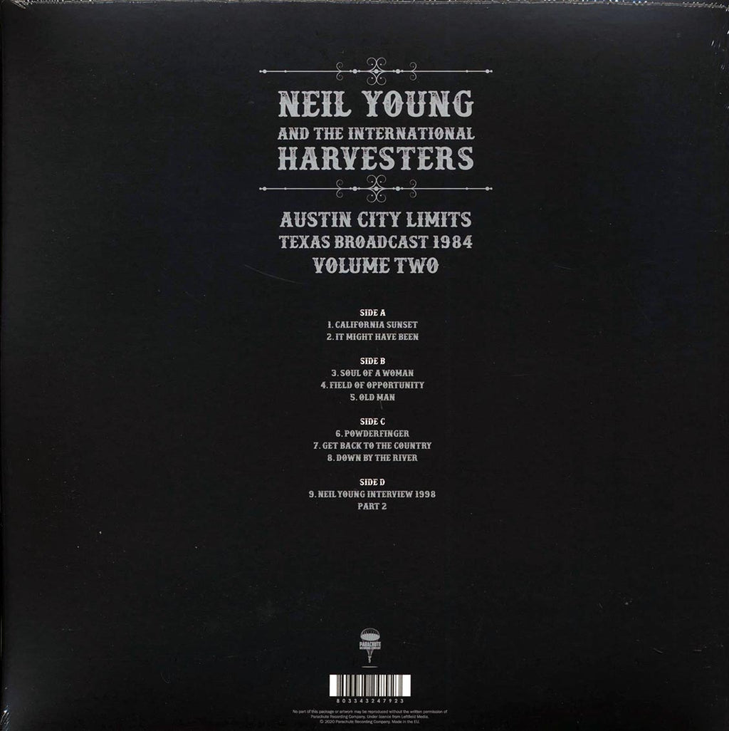 Neil Young & The International Harvesters - Austin City Limits Volume 2: Texas Broadcast 1984 (2xLP) vinyl LP back cover