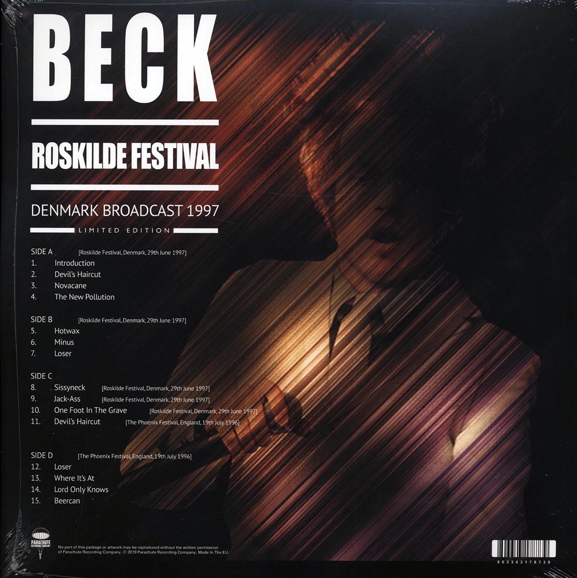Beck - Roskilde Festival: Denmark Broadcast 1997 (ltd. ed.) (2xLP) (colored vinyl) vinyl LP back cover