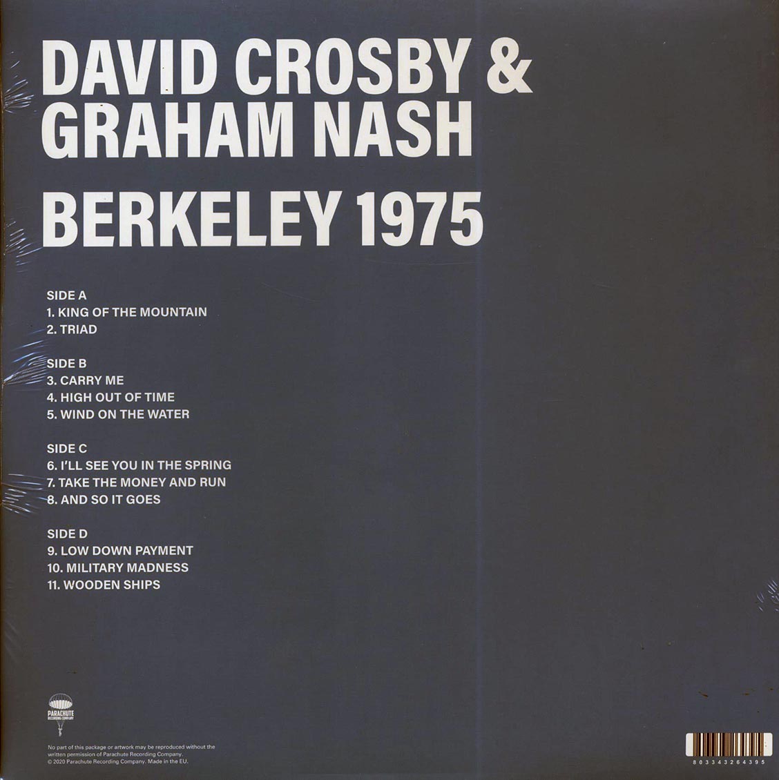 David Crosby, Graham Nash - Berkeley 1975 (2xLP) vinyl LP back cover