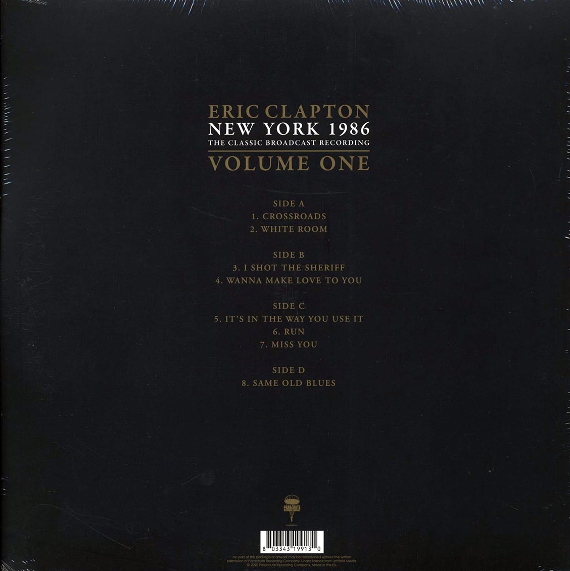 Eric Clapton - New York 1986 Volume 1: The Classic Broadcast Recording (2xLP) vinyl LP back cover