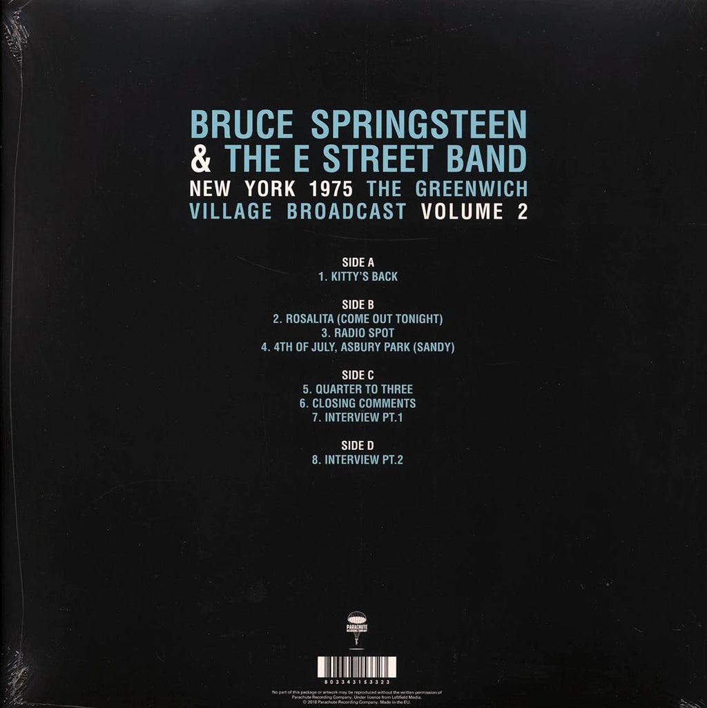 Bruce Springsteen & The E Street Band - New York 1975 Volume 2: The Greenwich Village Broadcast (2xLP) vinyl LP back cover