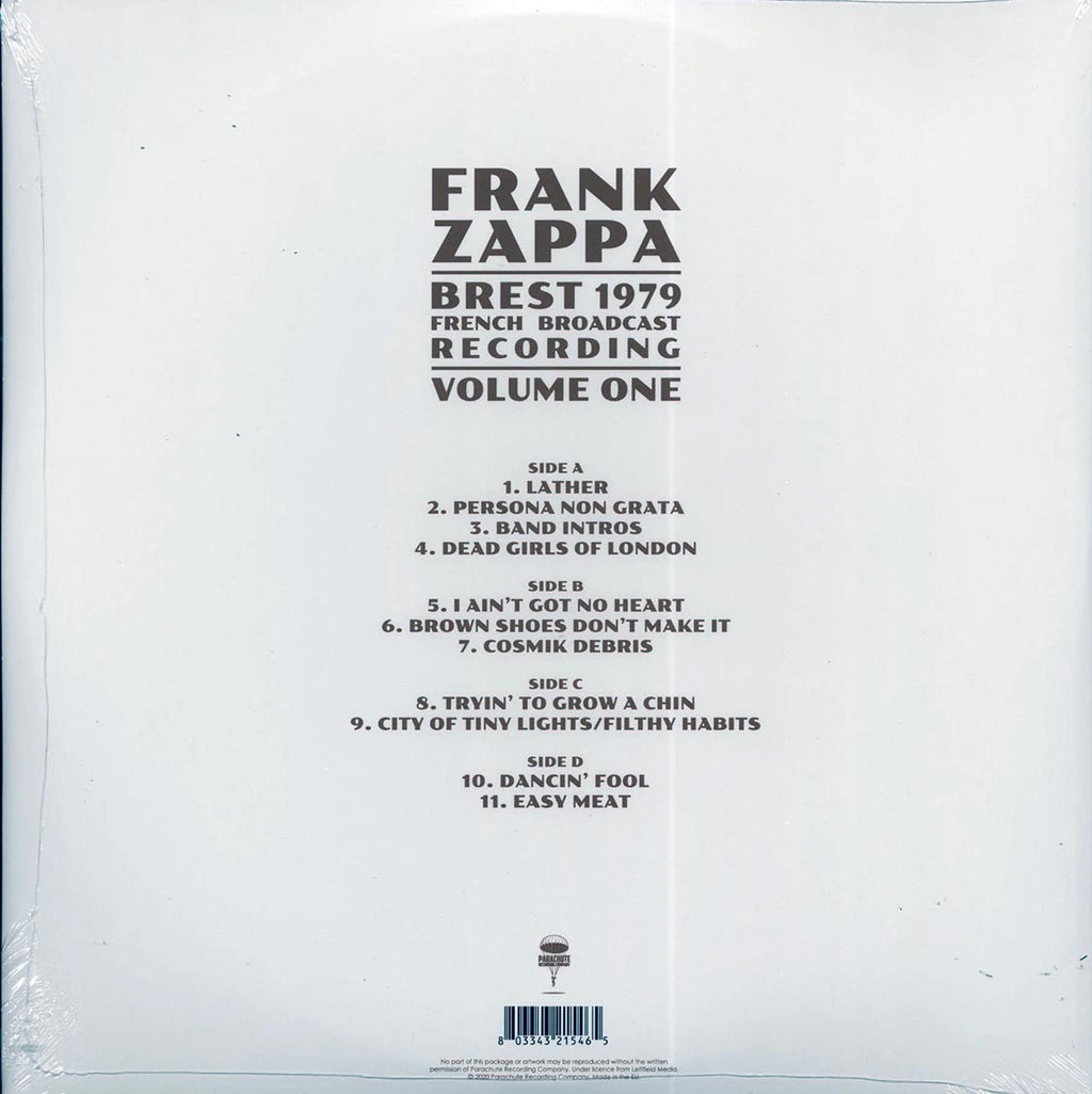 Frank Zappa - Brest 1979 Volume 1: French Broadcast Recording (2xLP) vinyl LP back cover