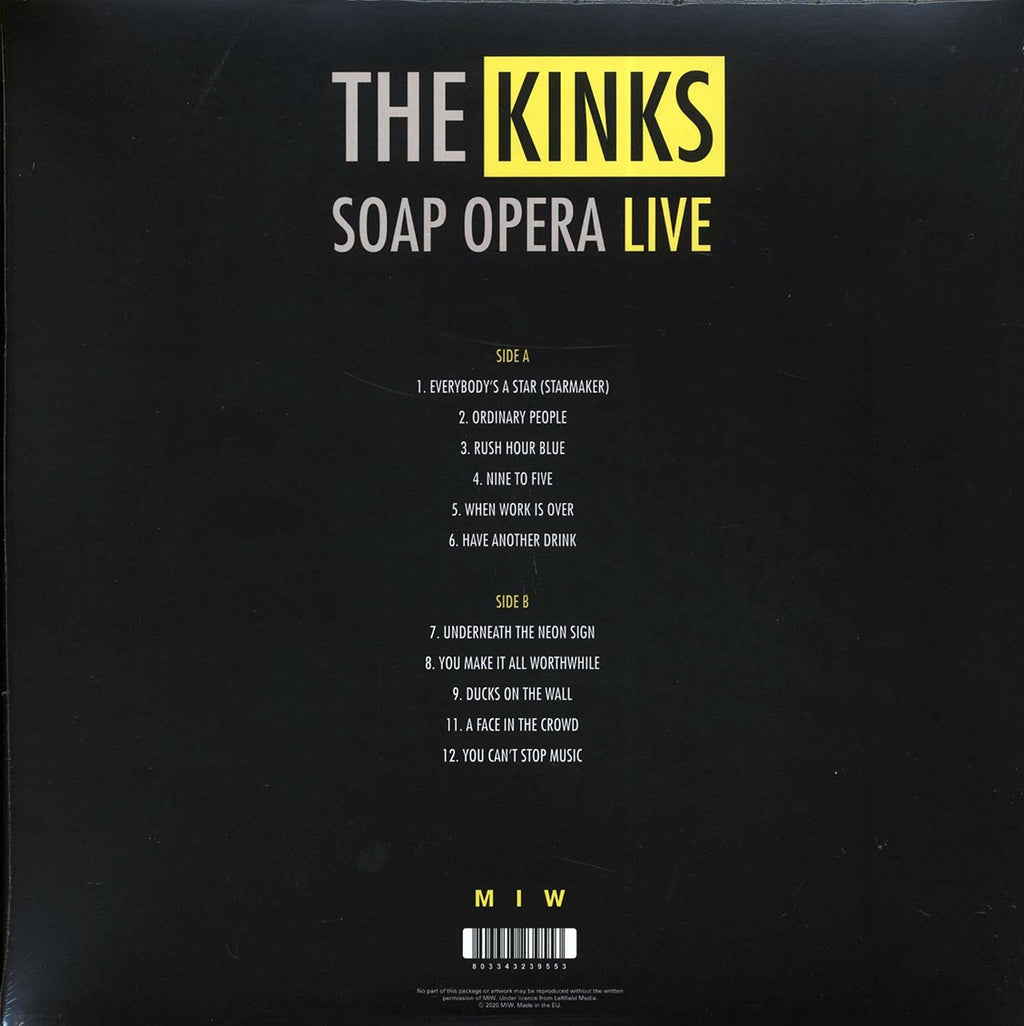 The Kinks - Soap Opera: Live vinyl LP back cover