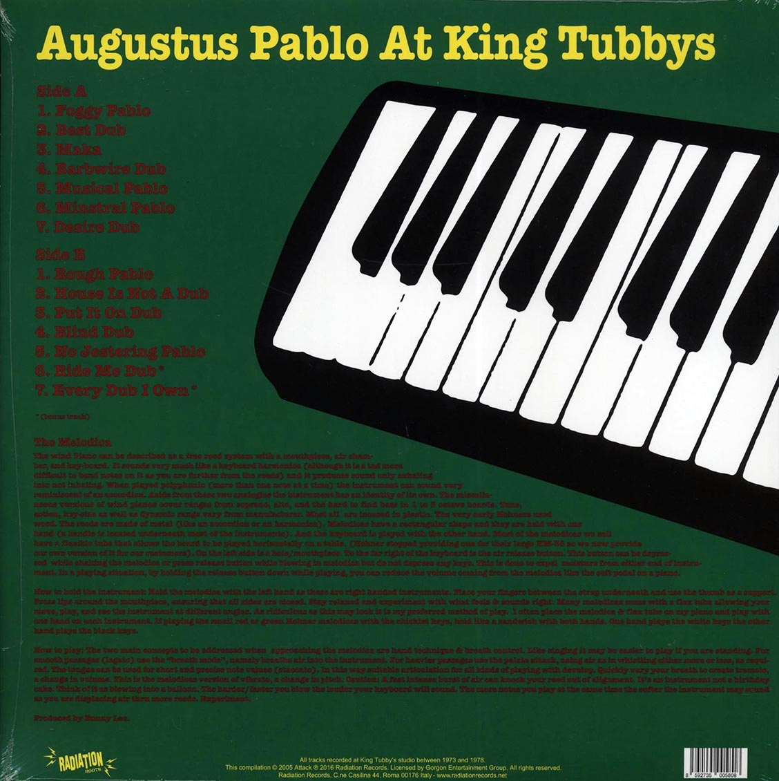 Augustus Pablo - Augustus Pablo At King Tubbys vinyl LP back cover