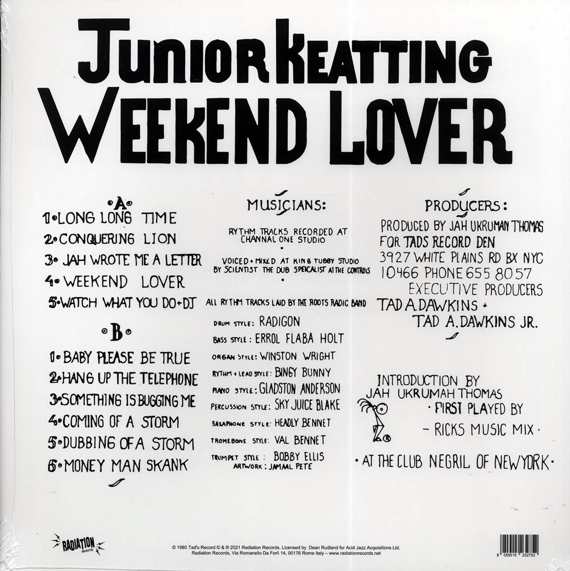 Jr. Keating - Weekend Lover vinyl LP back cover