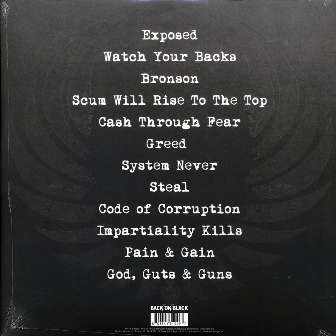 Raw Noise - System Never (ltd. ed.) (clear vinyl) vinyl LP back cover