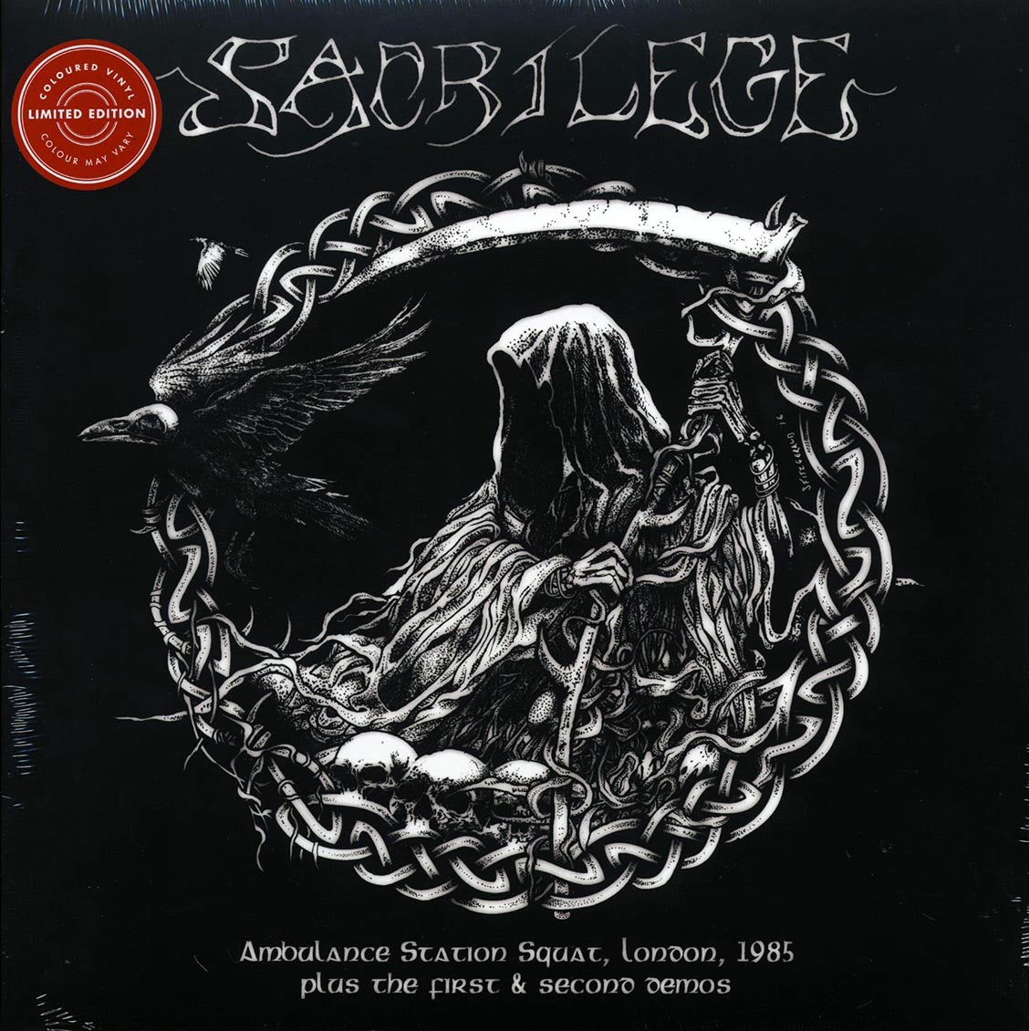Sacrilege - Ambulance Station Squat, London, 1985 + The First & Second Demos (ltd. ed.) (splatter vinyl) vinyl LP front cover