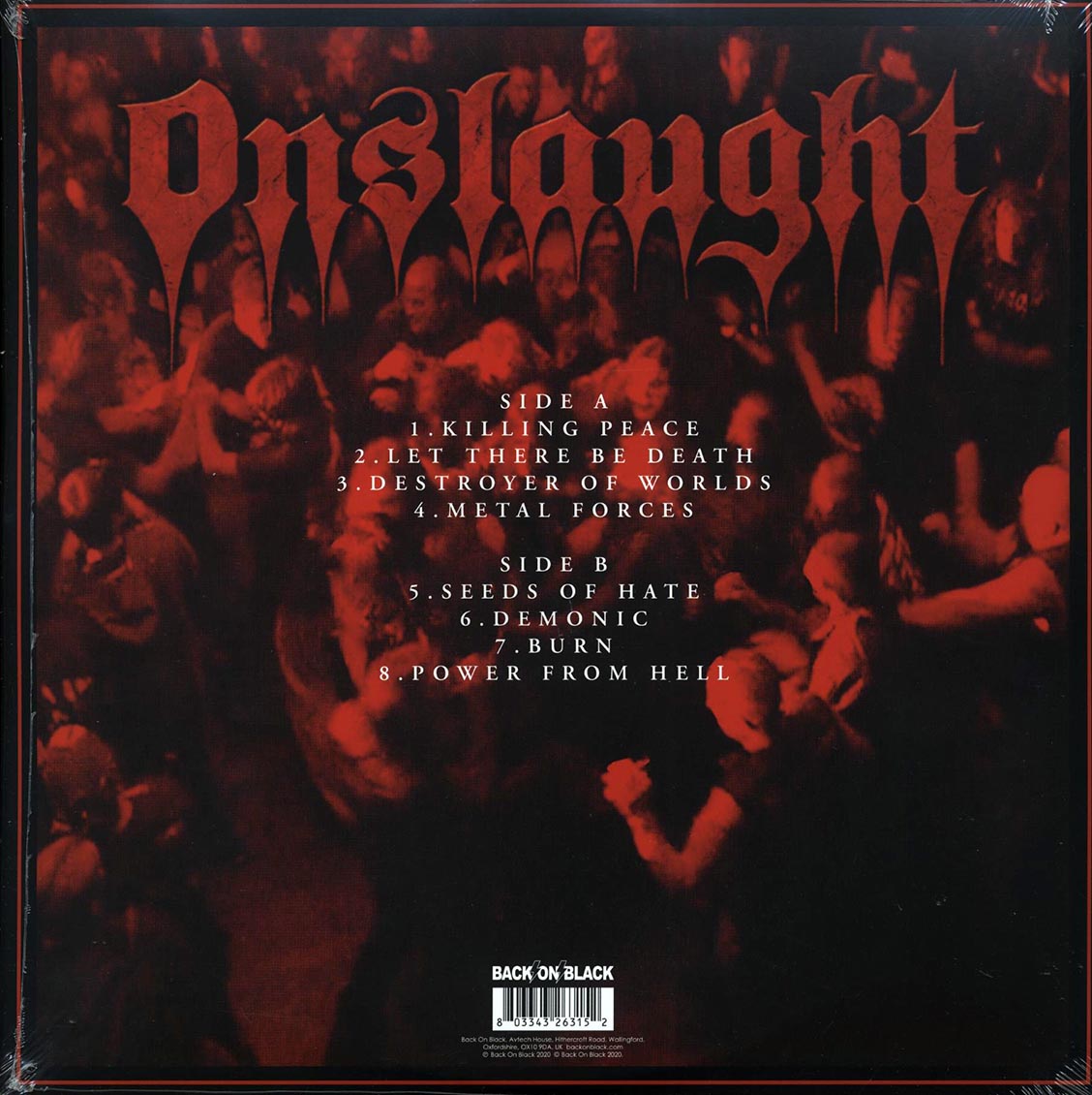 Onslaught - Live Damnation (ltd. ed.) (clear vinyl) vinyl LP back cover