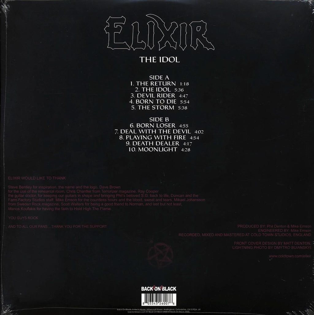 Elixir - The Idol vinyl LP back cover