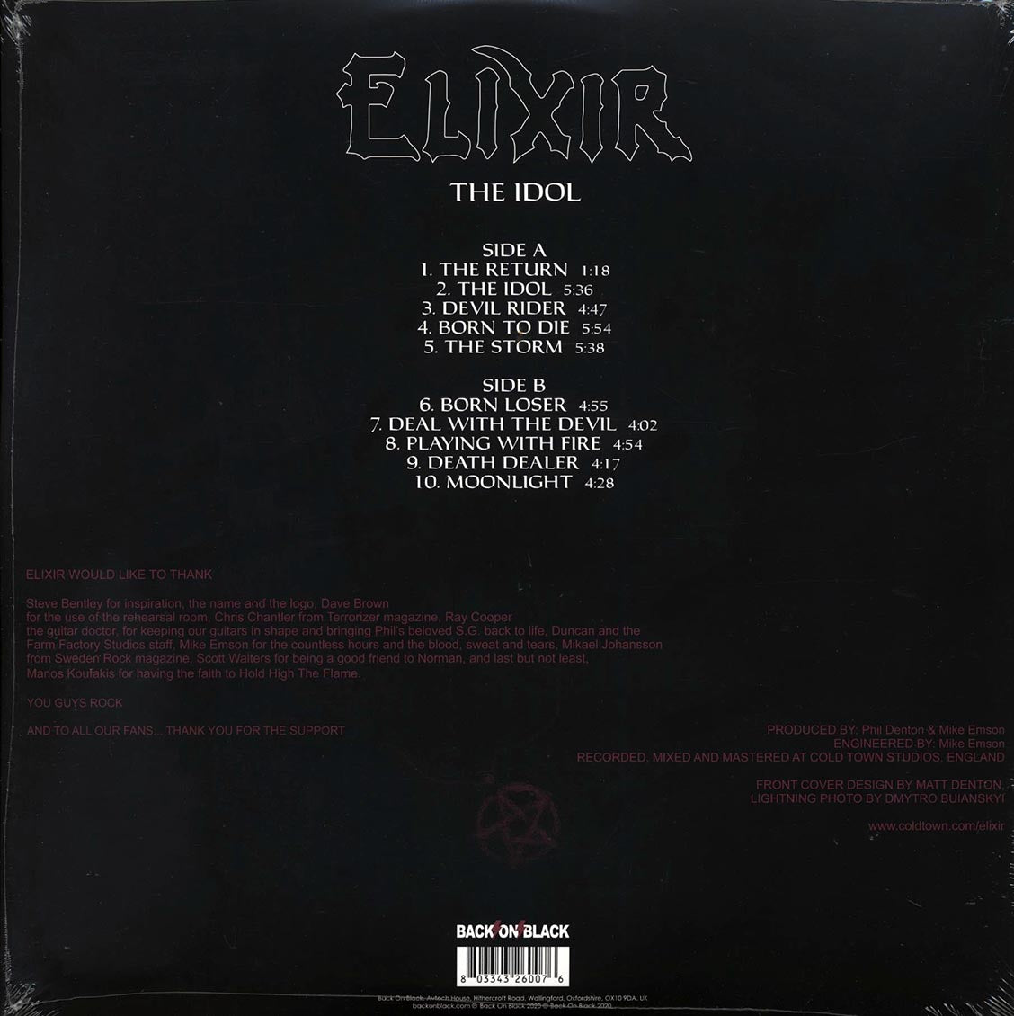 Elixir - The Idol vinyl LP back cover
