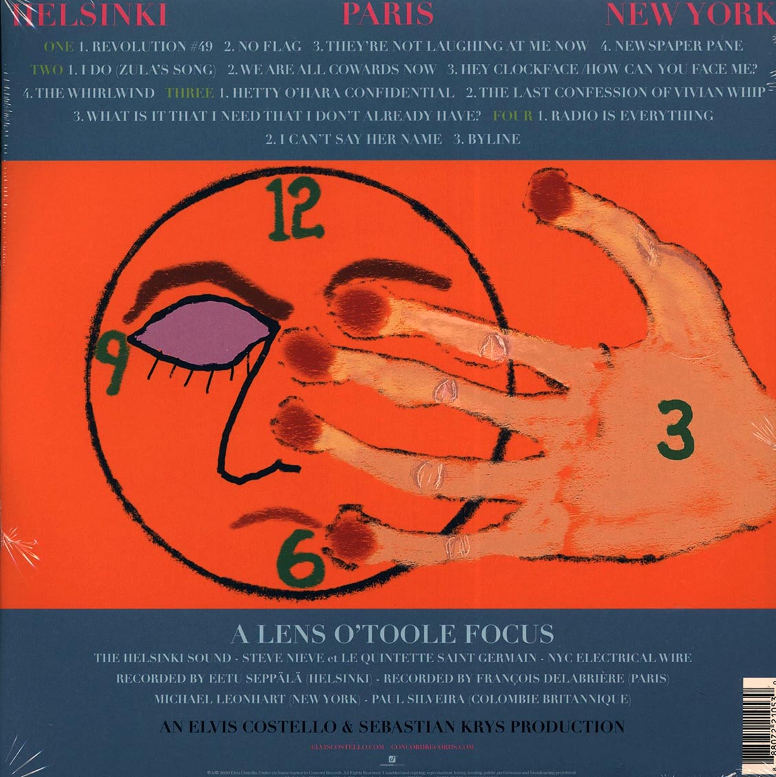 Elvis Costello - Hey Clockface (ltd. ed.) (2xLP) (red vinyl) vinyl LP back cover