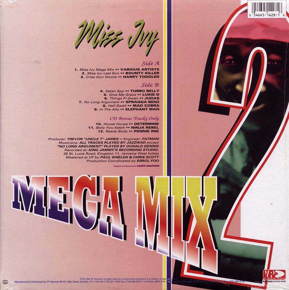 Bounty Killer, Elephant Man, Turbo Belly, Etc. - Miss Ivy Mega Mix 2 (orig. press) vinyl LP back cover