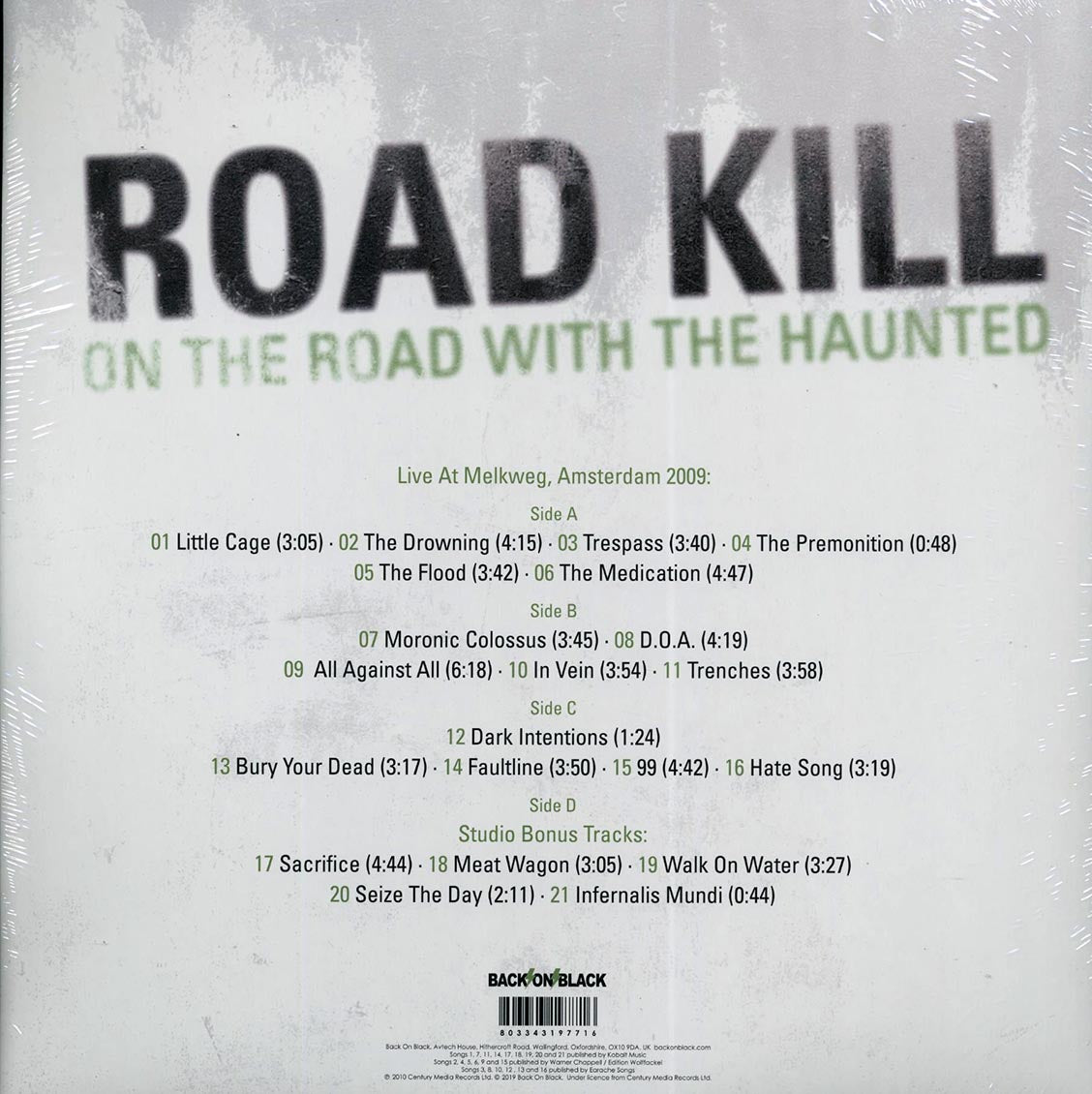 The Haunted - Road Kill (ltd. ed.) (2xLP) (white vinyl) vinyl LP back cover