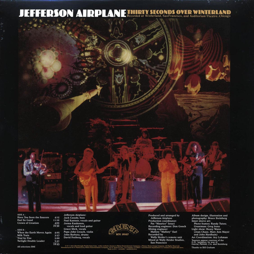 Jefferson Airplane - Thirty Seconds Over Winterland (180g) (blue vinyl) vinyl LP back cover