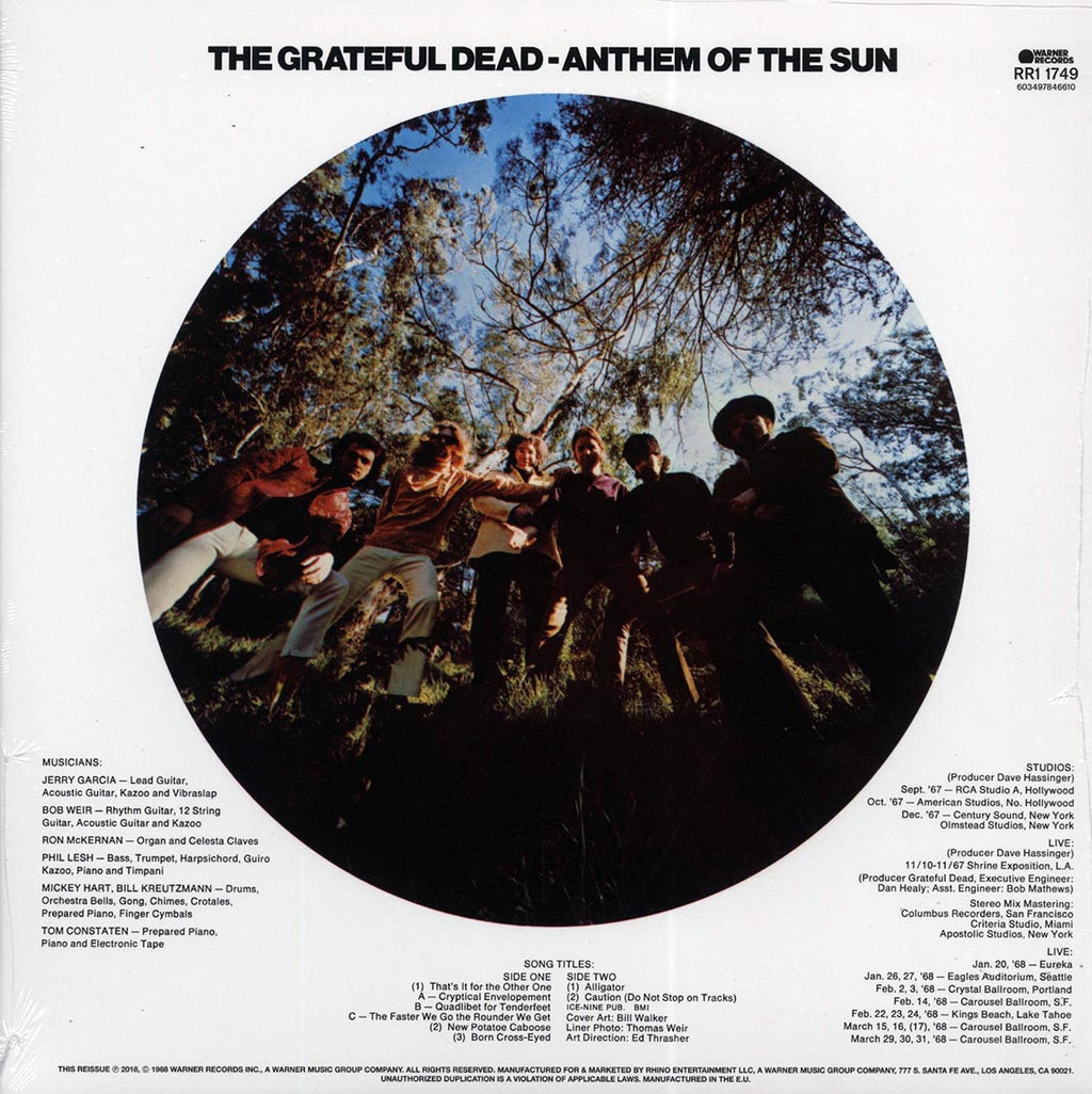 Grateful Dead - Anthem Of The Sun (50th Anniv. Ed.) (remastered) vinyl LP back cover