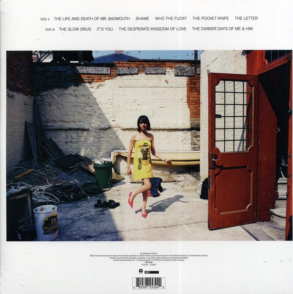 PJ Harvey - Uh Huh Her: Demos vinyl LP back cover