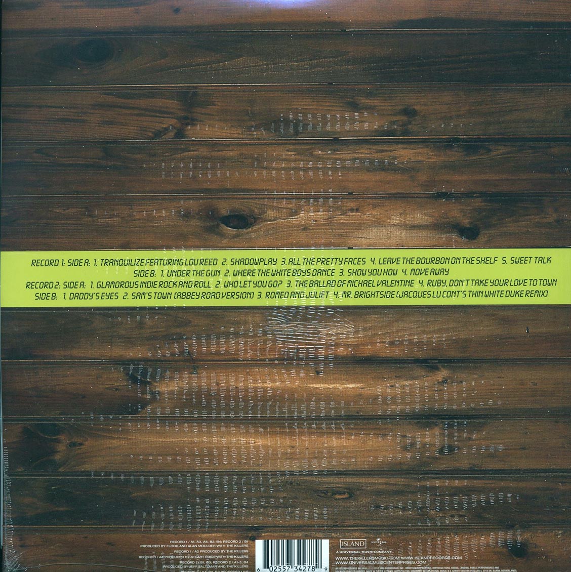 The Killers - Sawdust (2xLP) (180g) vinyl LP back cover
