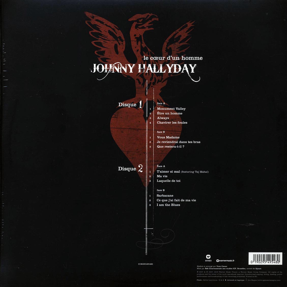 Johnny Hallyday - Le Coeur D'Un Homme (2xLP) vinyl LP back cover