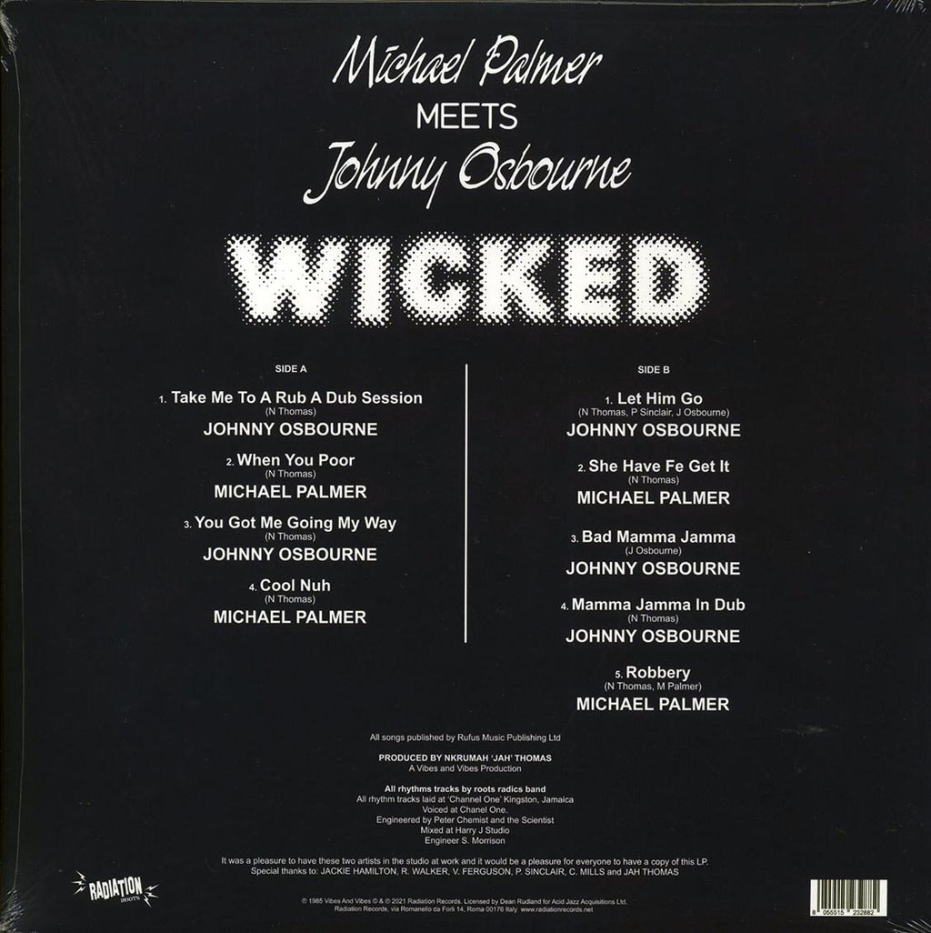 Michael Palmer, Johnny Osbourne - Michael Palmer Meets Johnny Osbourne: Wicked vinyl LP back cover