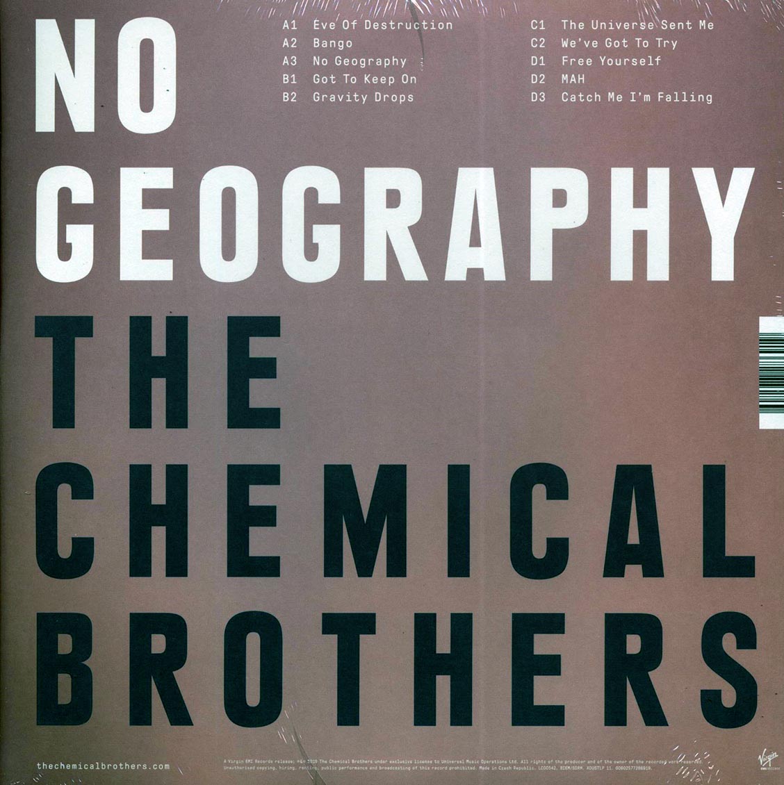The Chemical Brothers - No Geography (2xLP) (180g) vinyl LP back cover