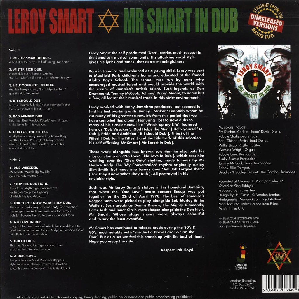 Leroy Smart - Mr. Smart In Dub (180g) vinyl LP back cover