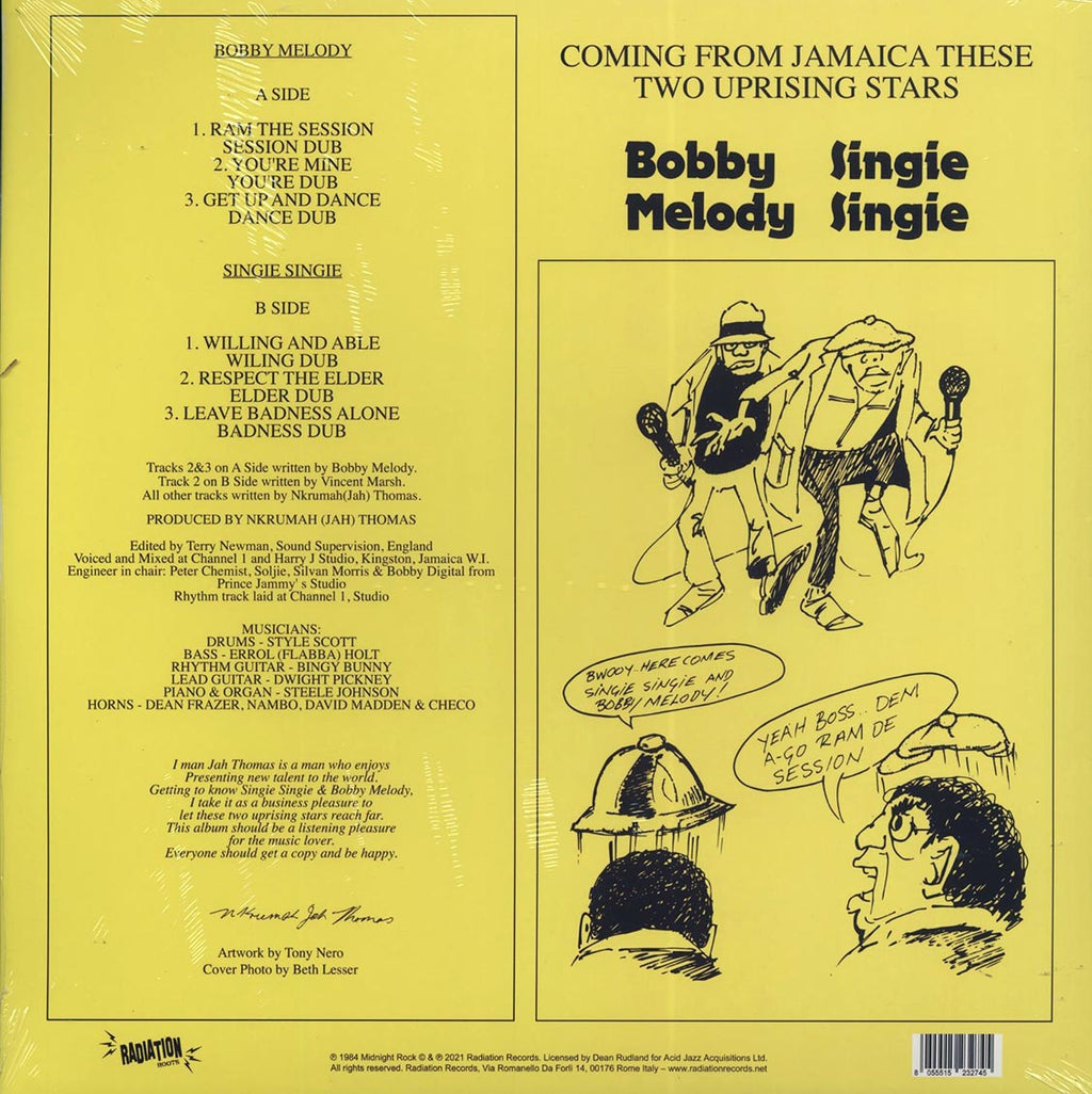 Singie Singie, Bobby Melody - Two Uprising Stars vinyl LP back cover