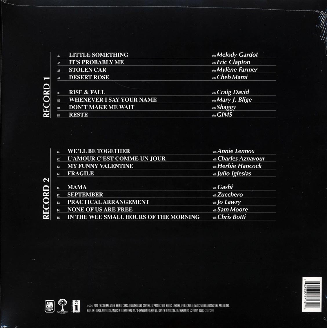 Sting - Duets (2xLP) vinyl LP back cover