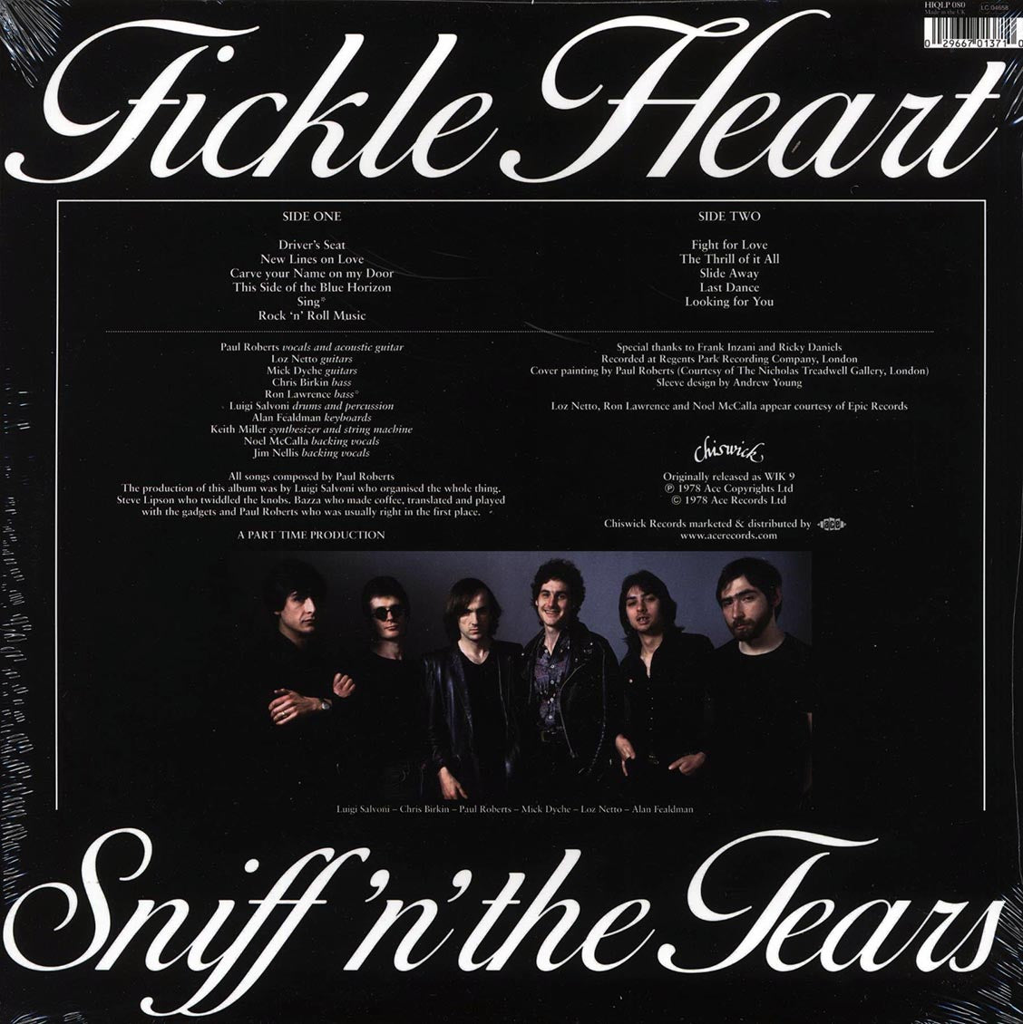 Sniff 'N' The Tears - Fickle Heart (180g) (remastered) vinyl LP back cover