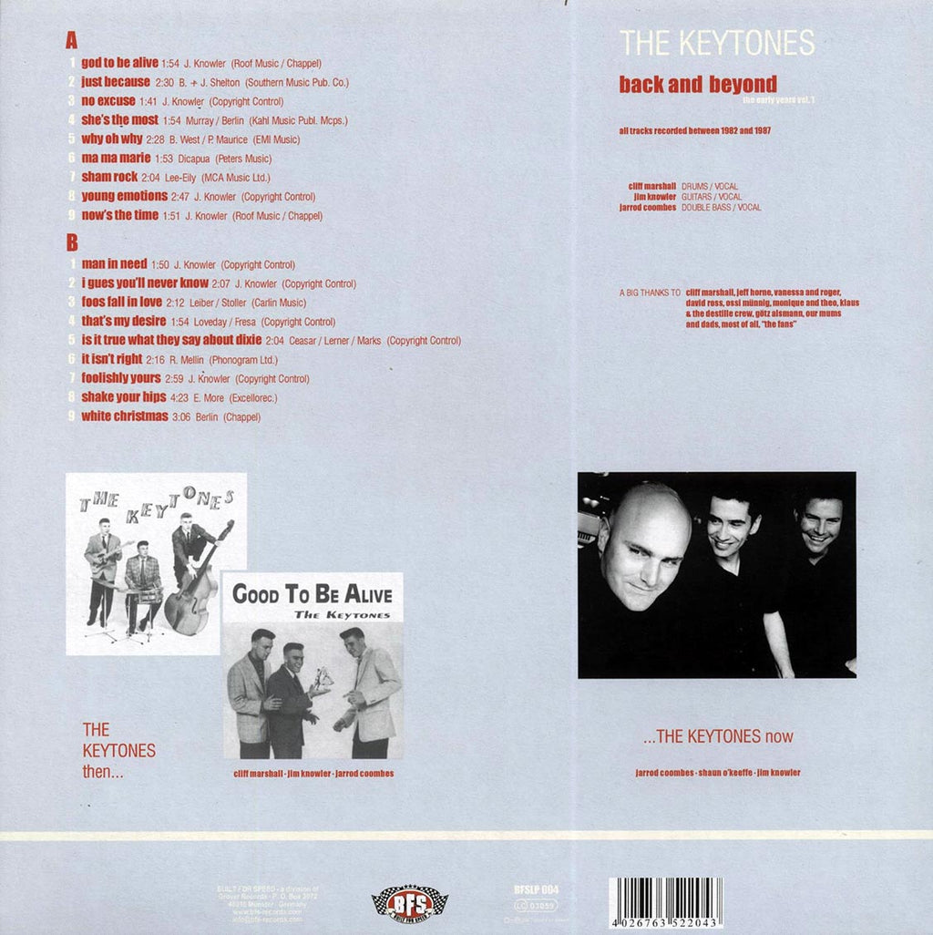 The Keytones - Back And Beyond: The Early Years Volume 1 vinyl LP back cover