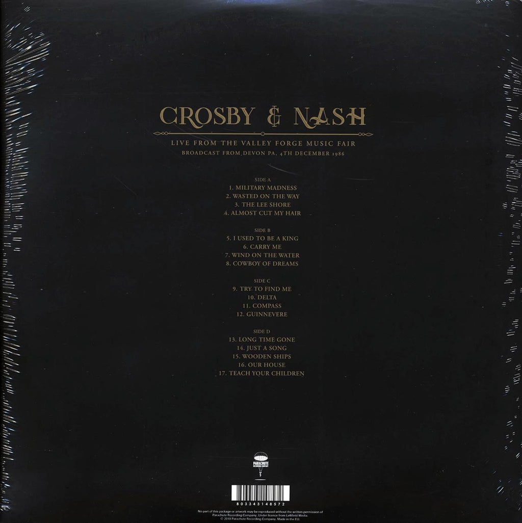 David Crosby, Graham Nash - Live From The Valley Forge Music Fair: Broadcast From Devon, PA, 4th December 1986 (2xLP) vinyl LP back cover