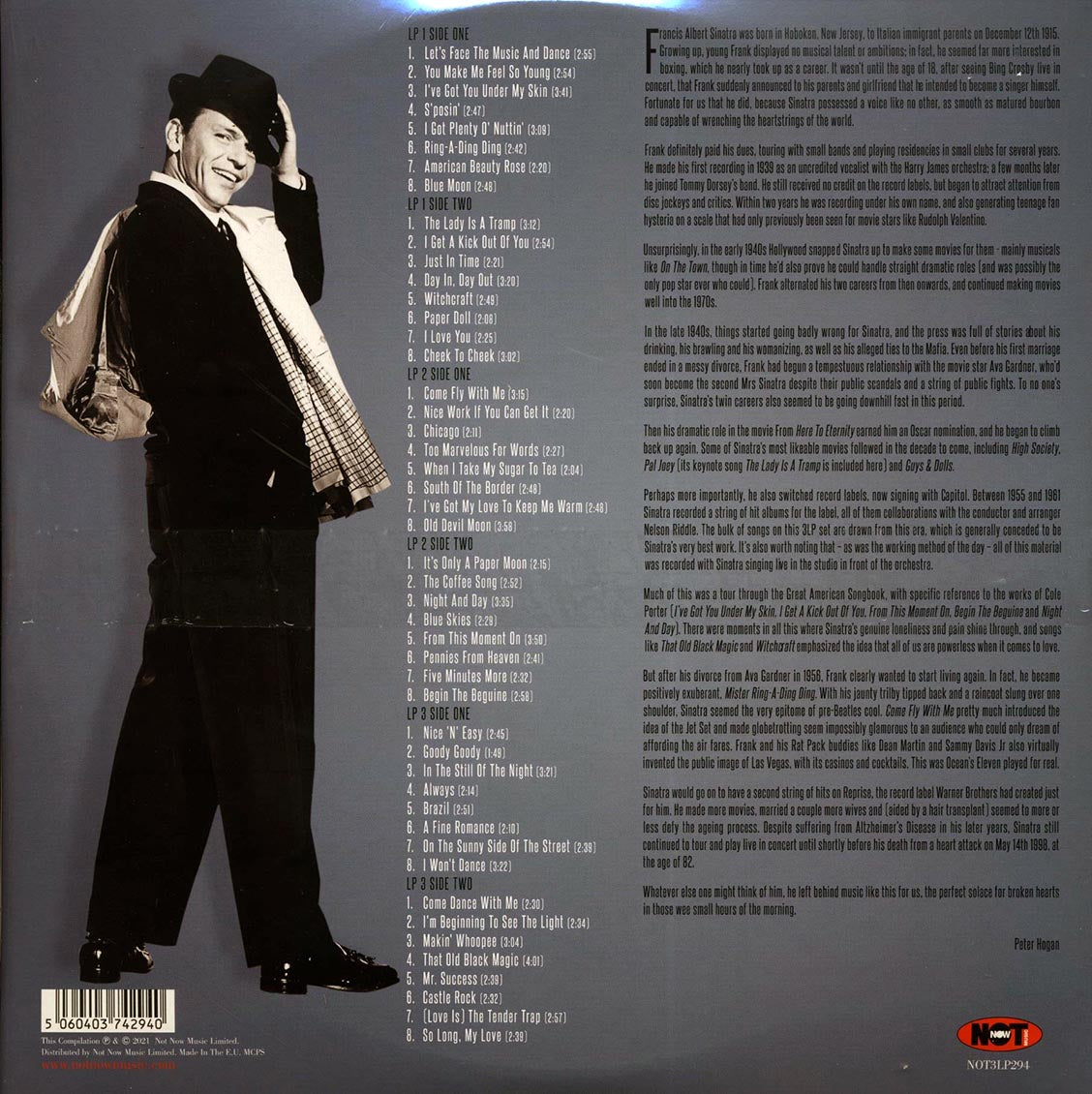 Frank Sinatra - Sinatra Swings: 48 Swingin' Classics To Get A Kick Out Of (48 tracks) (3xLP) (colored vinyl) vinyl LP back cover
