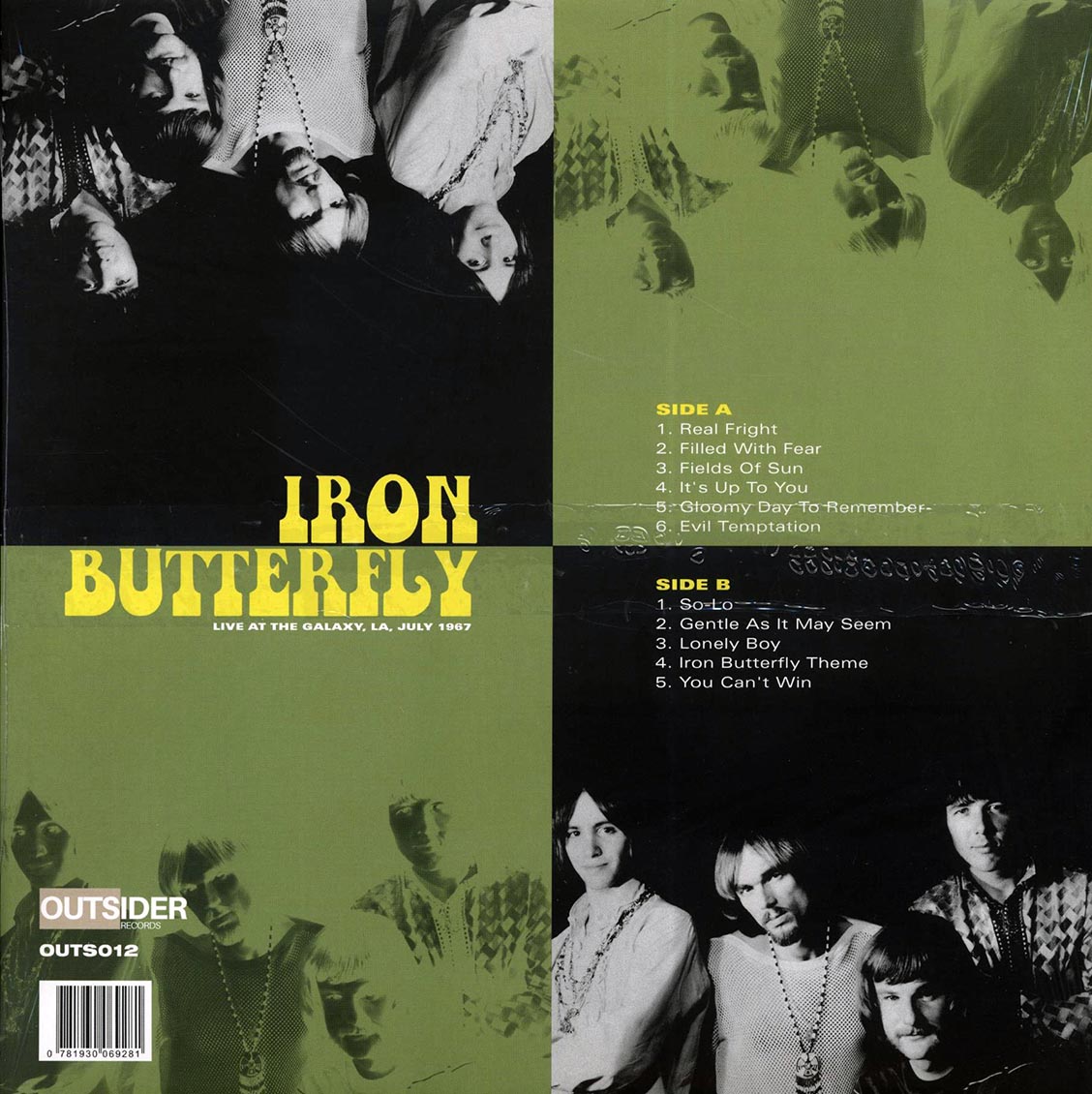 Iron Butterfly - Live At The Galaxy, LA, July 1967 (ltd. 500 copies made) (clear vinyl) vinyl LP back cover