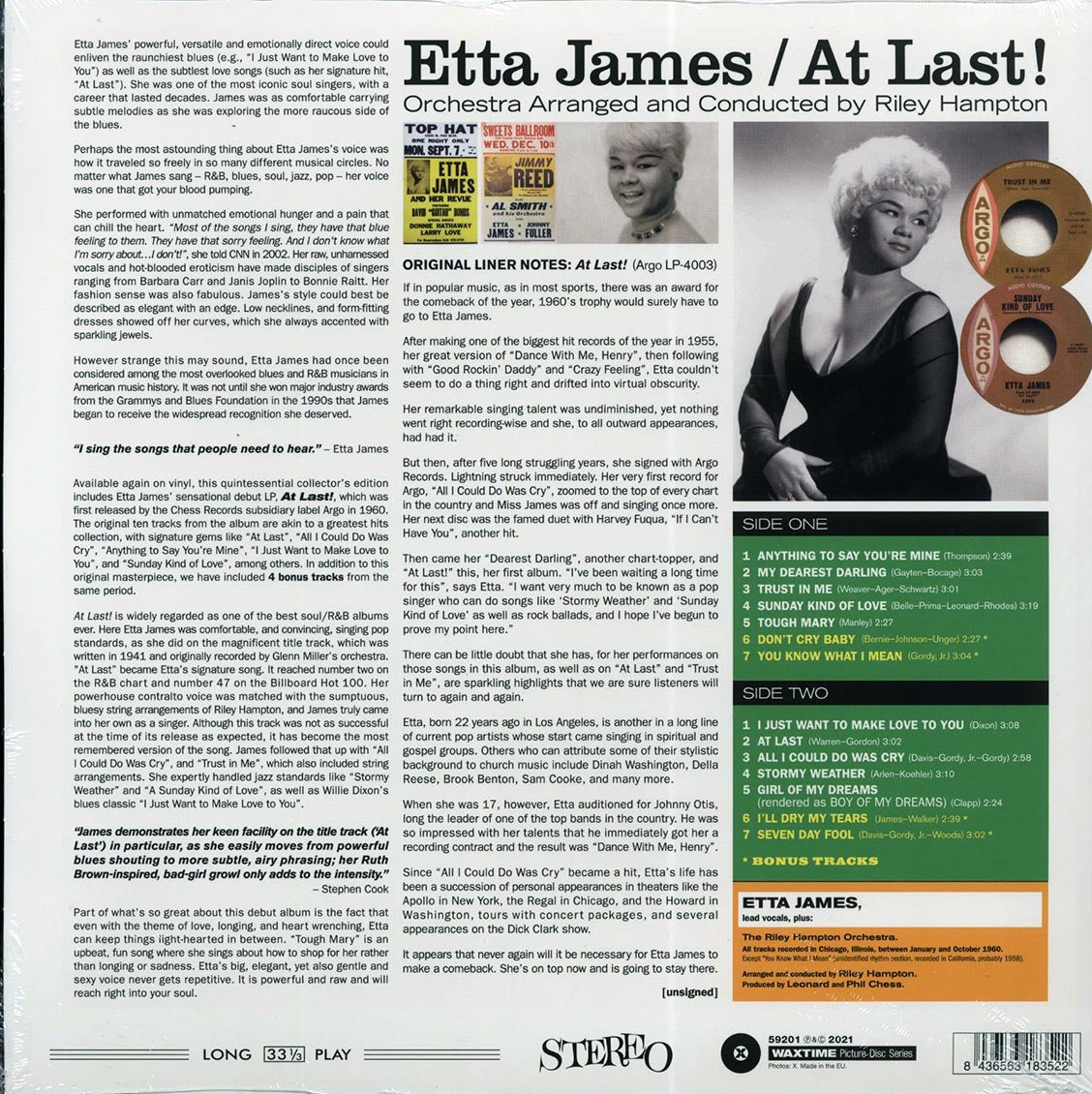 Etta James - At Last! (+4 bonus tracks) (ltd. ed.) (180g) (picture disc) vinyl LP back cover