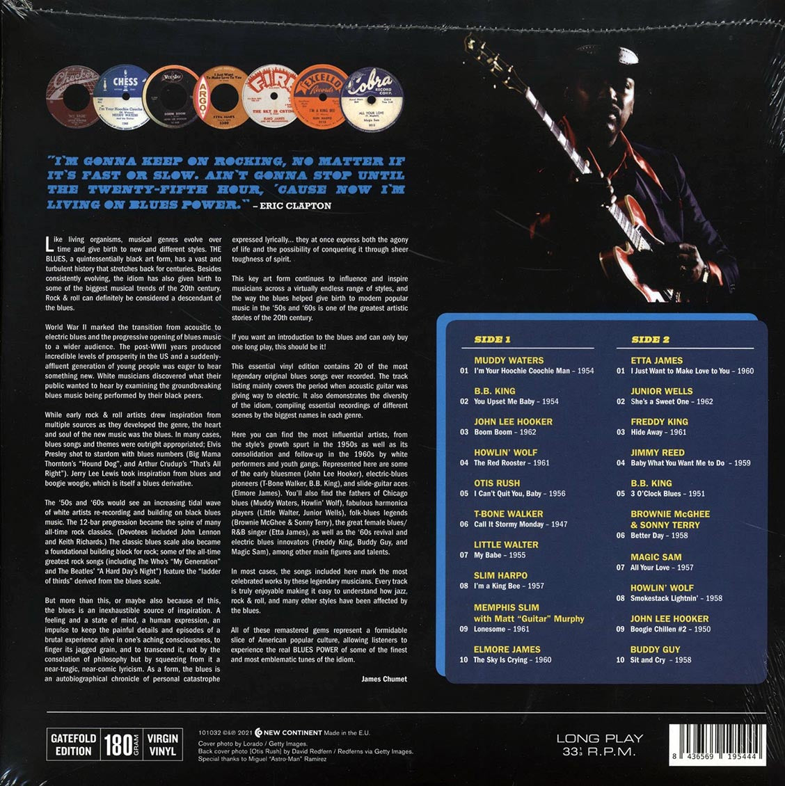 Muddy Waters, BB King, John Lee Hooker, Etta James, Etc. - Blues Power: 20 Original All-Time Classics (180g) vinyl LP back cover