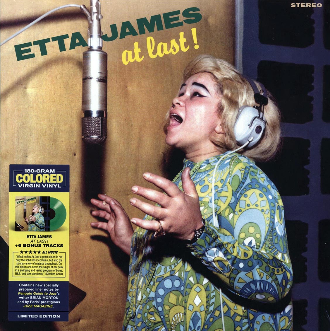 Etta James - At Last! (+6 bonus tracks) (ltd. ed.) (180g) (green vinyl) vinyl LP front cover