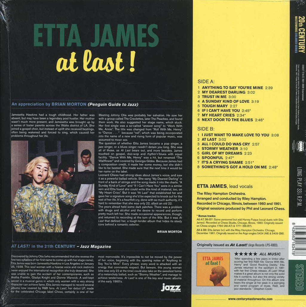 Etta James - At Last! (+6 bonus tracks) (ltd. ed.) (180g) (green vinyl) vinyl LP back cover