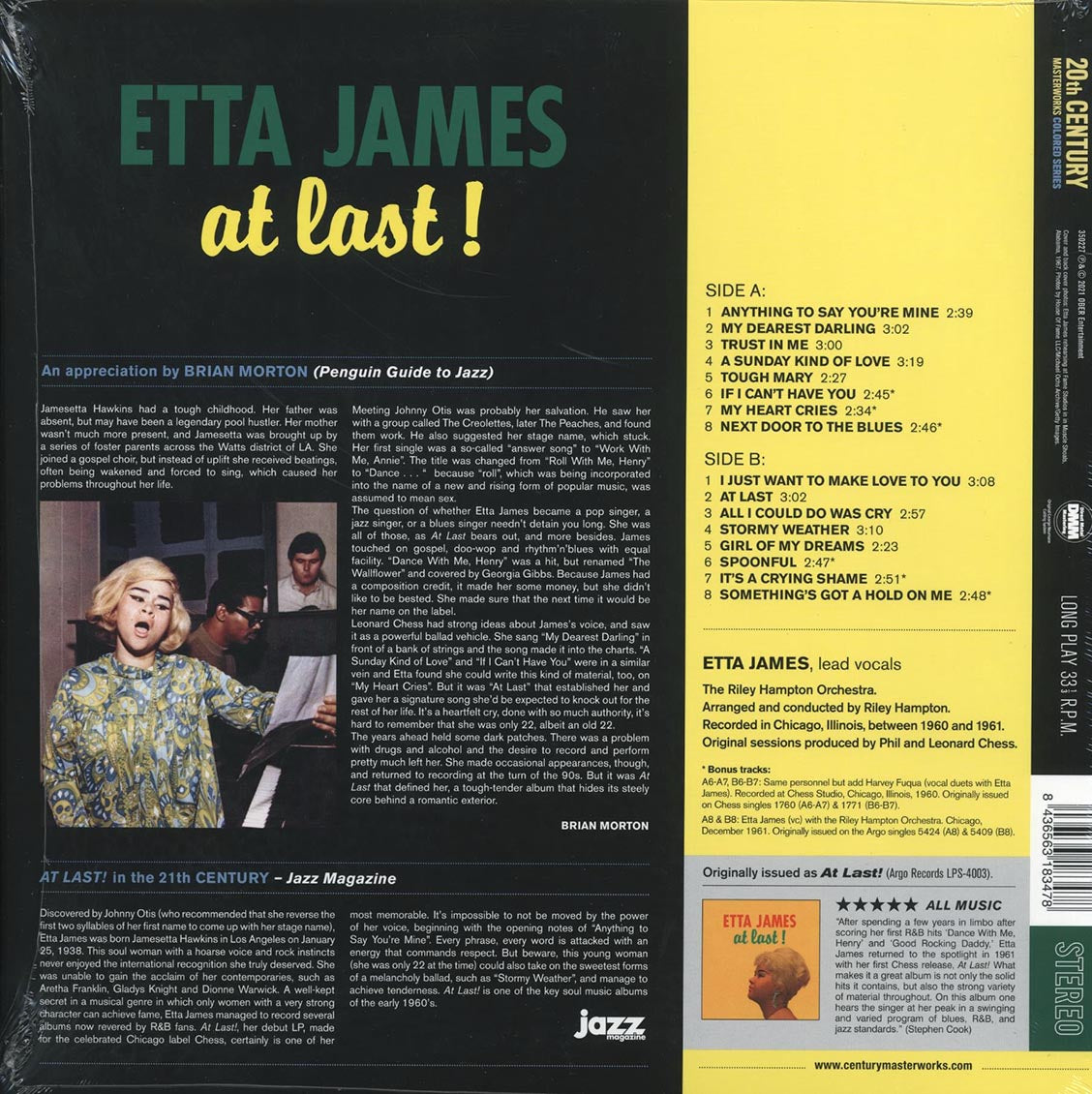 Etta James - At Last! (+6 bonus tracks) (ltd. ed.) (180g) (green vinyl) vinyl LP back cover