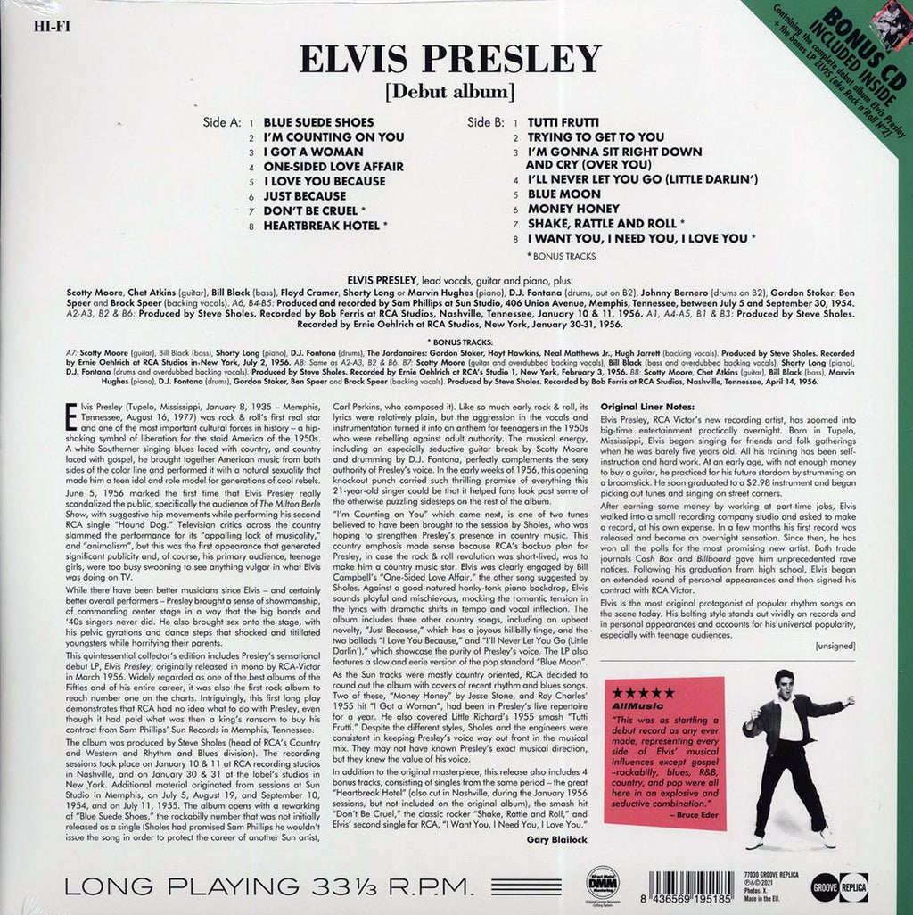 Elvis Presley - Elvis Presley (+4 bonus tracks) (ltd. ed.) (180g) (incl. CD) vinyl LP back cover