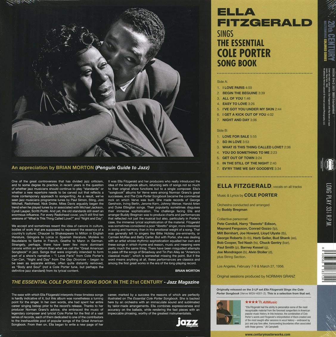 Ella Fitzgerald - Sings The Essential Cole Porter Song Book (ltd. ed.) (180g) (yellow vinyl) vinyl LP back cover