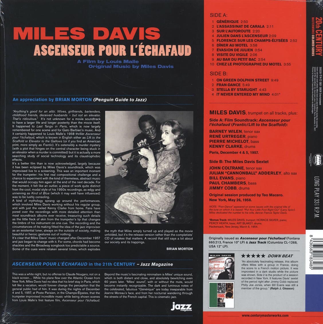 Miles Davis - Ascenseur Pour L'Echafaud: Lift To The Scaffold (+bonus track) (ltd. ed.) (180g) (orange vinyl) vinyl LP back cover