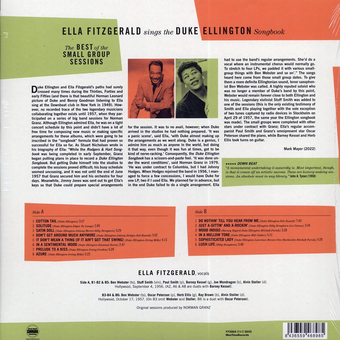 Ella Fitzgerald - Ella Fitzgerald Sings The Duke Ellington Songbook (ltd. ed.) (180g) vinyl LP back cover