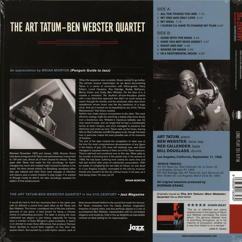 Art Tatum-Ben Webster Quartet - Art Tatum-Ben Webster Quartet (+2 bonus tracks) (ltd. ed.) (180g) (red vinyl) vinyl LP back cover