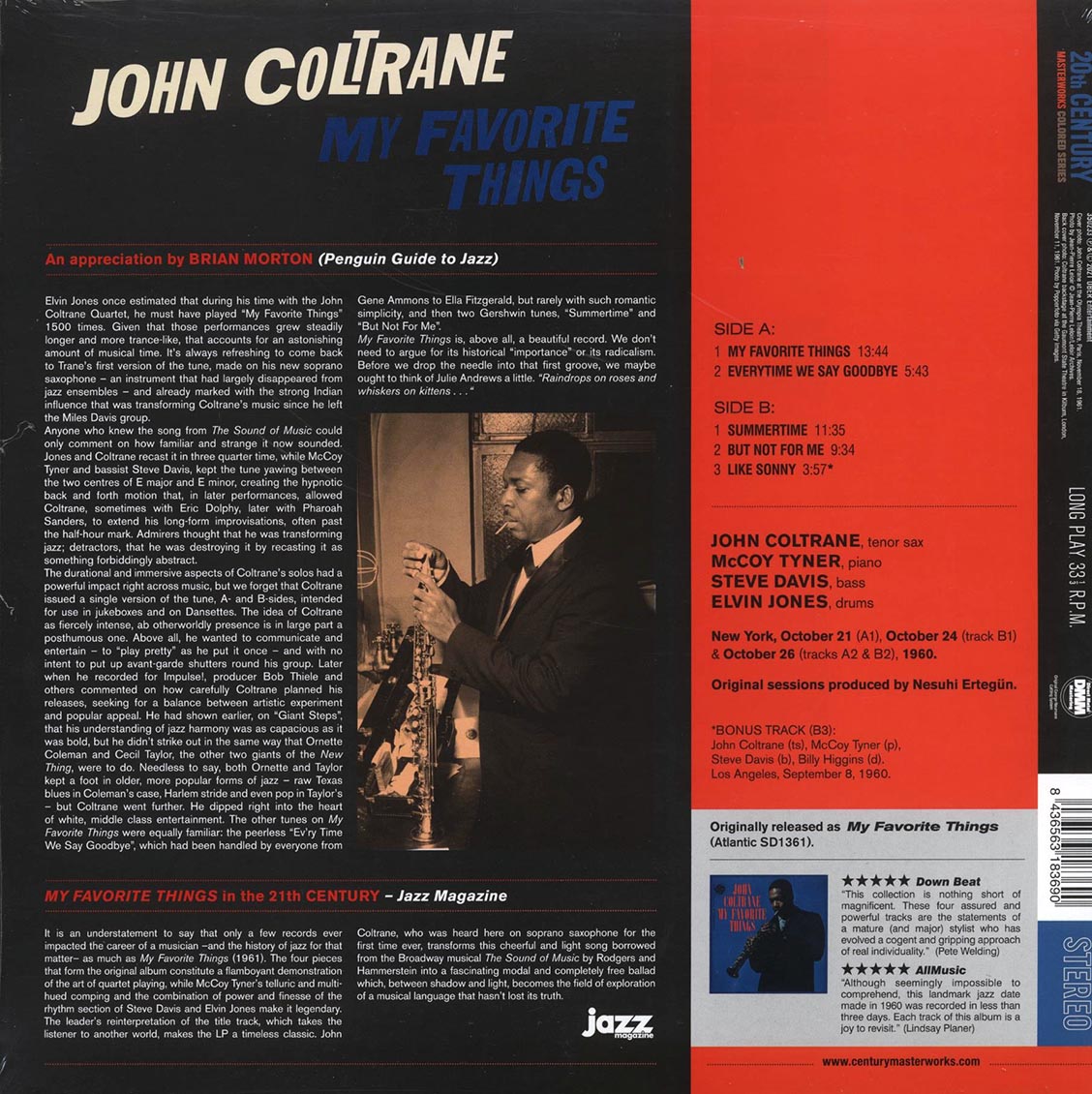 John Coltrane - My Favorite Things (+bonus track) (ltd. ed.) (180g) (red vinyl) vinyl LP back cover
