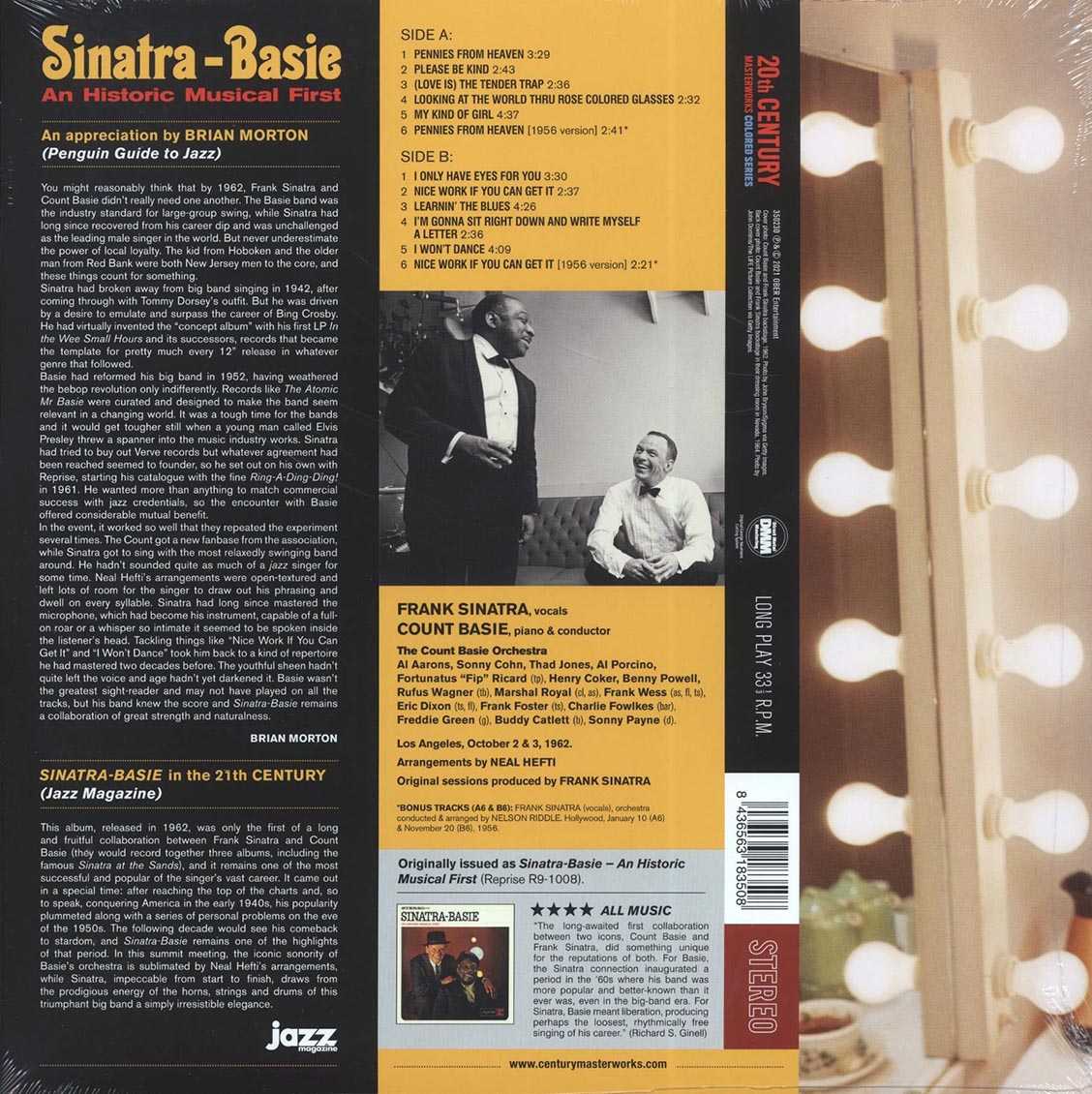 Frank Sinatra, Count Basie - Sinatra-Basie (+2 bonus tracks) (ltd. ed.) (180g) (orange vinyl) vinyl LP back cover