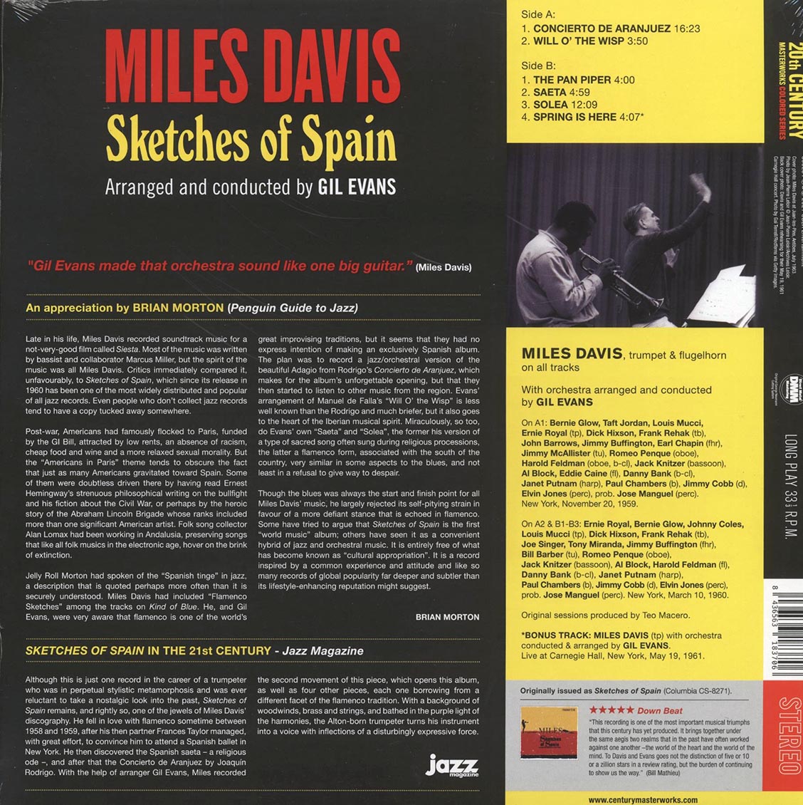 Miles Davis - Sketches Of Spain (+bonus track) (ltd. ed.) (180g) (red vinyl) vinyl LP back cover