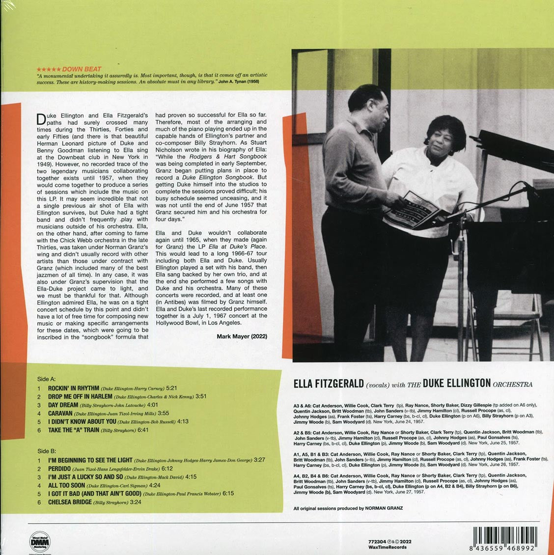 Ella Fitzgerald, Duke Ellington - The Best Of The Big Band Sessions (DMM) (ltd. ed.) (180g) (remastered) vinyl LP back cover