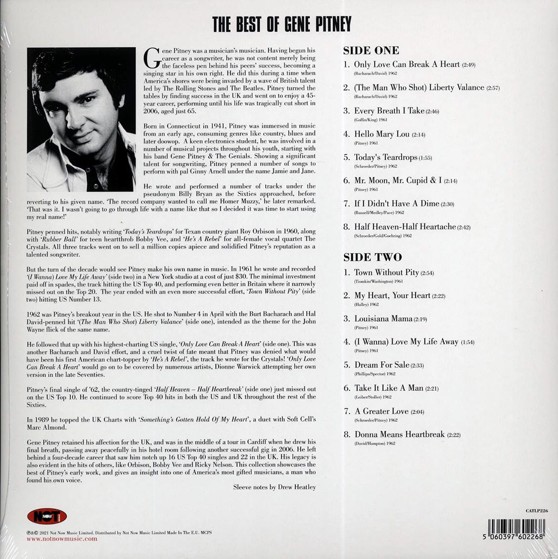 Gene Vincent - The Best Of Gene Vincent (180g) vinyl LP back cover