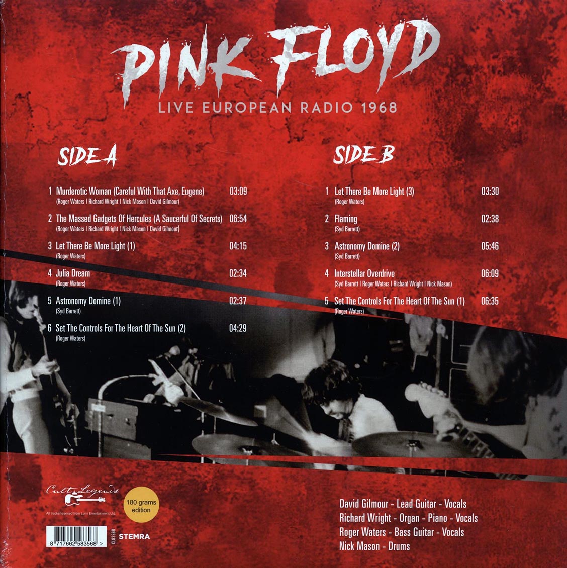 Pink Floyd - Live European Radio 1968 vinyl LP back cover