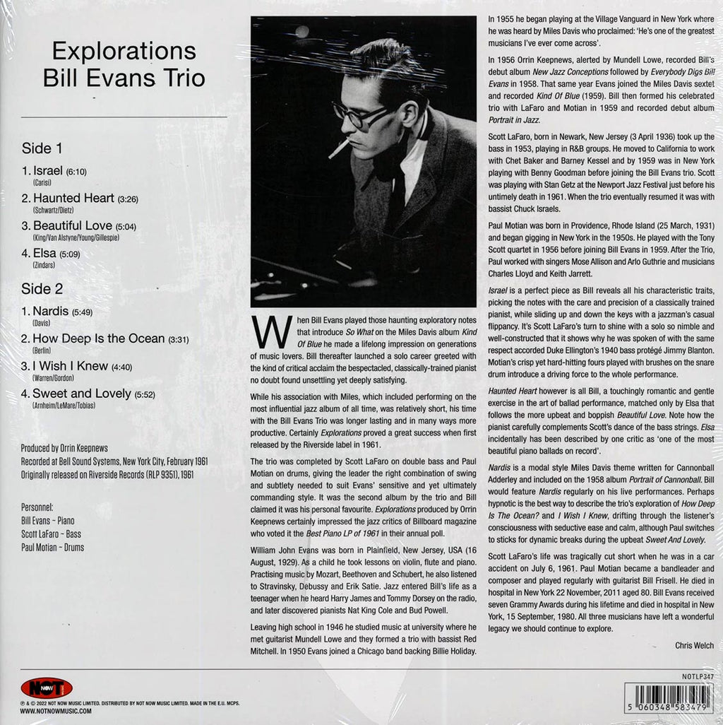 Bill Evans Trio - Explorations (180g) (colored vinyl) vinyl LP back cover